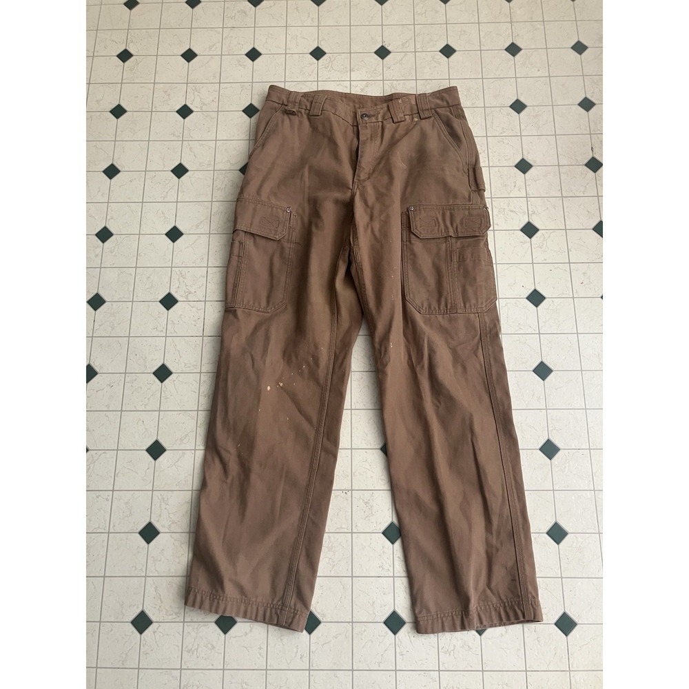 Duluth Trading Pants Men 36x34 Brown Fire Hose Relaxed Fit Cargo Work Utility